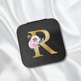 Watercolor Floral Letters Jewelry Box Organizer Display Travel