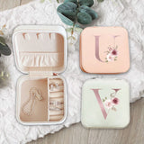 Watercolor Pink Letters Jewelry Box Organizer Travel Case