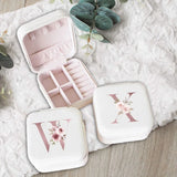 Watercolor Pink Letters Jewelry Box Organizer Travel Case
