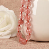 Watermelon Red Crystal Bead Necklace 10mm Round Beads Women Party Gift