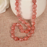 Watermelon Red Crystal Bead Necklace 10mm Round Beads Women Party Gift