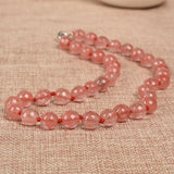 Watermelon Red Crystal Bead Necklace 10mm Round Beads Women Party Gift