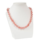 Watermelon Red Crystal Bead Necklace 10mm Round Beads Women Party Gift