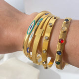 Enamel Evil Eye Stainless Steel Bracelet Waterproof 60mm PVD 18K Real