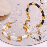 Thick Enamel Strip Cuff Bangle Stainless Steel Bracelet