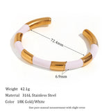 Thick Enamel Strip Cuff Bangle Stainless Steel Bracelet