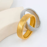 Waterproof Double Layer Bracelet Stainless Steel Silver Chunky Bangle