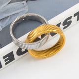 Waterproof Double Layer Bracelet Stainless Steel Silver Chunky Bangle