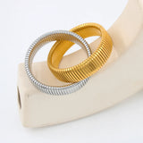 Waterproof Double Layer Bracelet Stainless Steel Silver Chunky Bangle