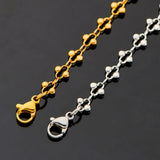 Waterproof Flower Stainless Steel Necklace Double Bead Chain Vintage Choker