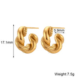 Twisted Chunky Round Hoop Earrings, 18K Plated, Waterproof, Hypoallergenic