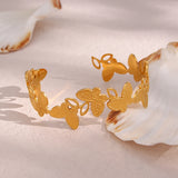 Waterproof Butterfly Opening Bangle 18K Plated Stainless Steel Bracelet