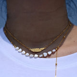 Waterproof Stainless Steel Choker Necklace Women Freshwater Pearl Shell