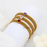 Waterproof CZ Woven Mesh Bangle Women Inspirational Bracelet