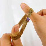 Waterproof CZ Woven Mesh Bangle Women Inspirational Bracelet