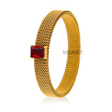 Waterproof CZ Woven Mesh Bangle Women Inspirational Bracelet