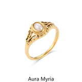 Waterproof Stainless Steel Hollow Pearl Rings for Women