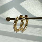 Waterproof Pearl Hoop Earrings PVD Stainless Steel Jewelry