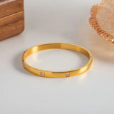Waterproof Zircon Bracelet Stainless Steel 18K Plated Jewelry