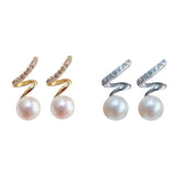 Wave Drop Earrings S Shape Silver 925 5.5-6mm for Women and Girls