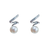 Wave Drop Earrings S Shape Silver 925 5.5-6mm for Women and Girls