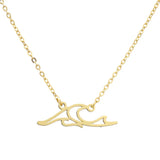 Wave Necklace Stainless Steel Geometric Pendant Choker Collar