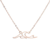 Wave Necklace Stainless Steel Geometric Pendant Choker Collar