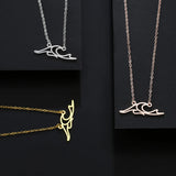 Wave Necklace Stainless Steel Geometric Pendant Choker Collar