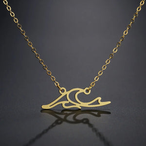 Wave Necklace Stainless Steel Geometric Pendant Choker Collar