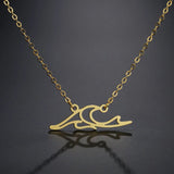 Wave Necklace Stainless Steel Geometric Pendant Choker Collar