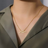 Wave Necklace Stainless Steel Geometric Pendant Choker Collar