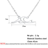 Wave Necklace Stainless Steel Geometric Pendant Choker Collar