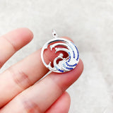 Wave Stone Pendant Necklace 925 Sterling Silver Ocean Gift