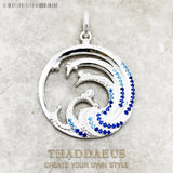 Wave Stone Pendant Necklace 925 Sterling Silver Ocean Gift