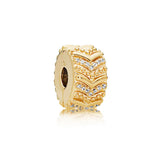 Golden Shine Clip Beads Clear CZ Crystal for Charms Bracelets