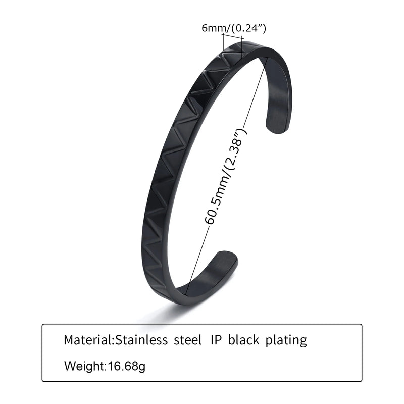 Minimalist Men Cuff Bangle, Stainless Steel Wave Bracelet, Gents Gift