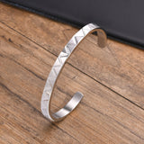 Minimalist Men Cuff Bangle, Stainless Steel Wave Bracelet, Gents Gift