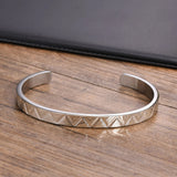 Minimalist Men Cuff Bangle, Stainless Steel Wave Bracelet, Gents Gift
