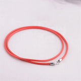 925 Silver Red Wax Rope Chain Women's Necklace