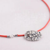 925 Silver Red Wax Rope Chain Women's Necklace