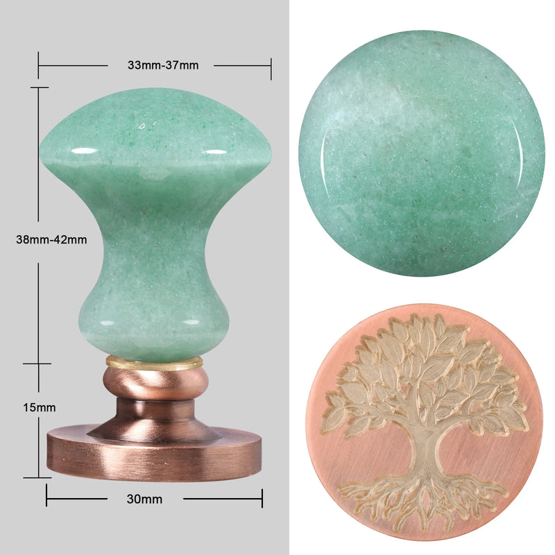 Green Aventurine Wax Seal Stamp for Invitations