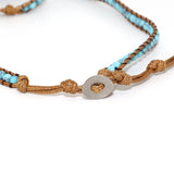 Wax Cord Bracelet Mixed Natural Stones Charm 3 Strands Wrap Bracelet