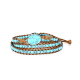 Wax Cord Bracelet Mixed Natural Stones Charm 3 Strands Wrap Bracelet