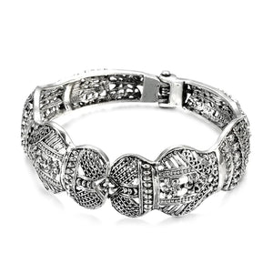 Boho Tibetan Silver Bangle Vintage Jewelry Ethnic Style Carved Pattern Bracelet