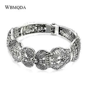 Boho Tibetan Silver Bangle Vintage Jewelry Ethnic Style Carved Pattern Bracelet