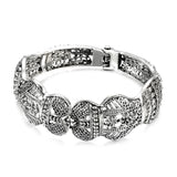 Boho Tibetan Silver Bangle Vintage Jewelry Ethnic Style Carved Pattern Bracelet