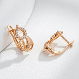 Cat Shape Drop Earrings 585 Rose Zircon Setting Christmas Jewelry