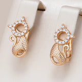 Cat Shape Drop Earrings 585 Rose Zircon Setting Christmas Jewelry
