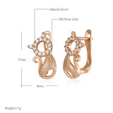 Cat Shape Drop Earrings 585 Rose Zircon Setting Christmas Jewelry
