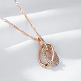 Double Hoop Zircon Pendant Necklace 585 Rose Women Jewelry